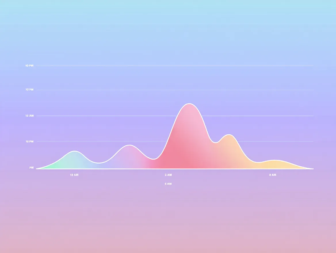 Wave graph showing sleep stages and rest cycles throughout the night